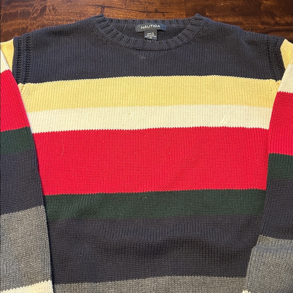 Nautica Multicolor Striped Crewneck Sweater
